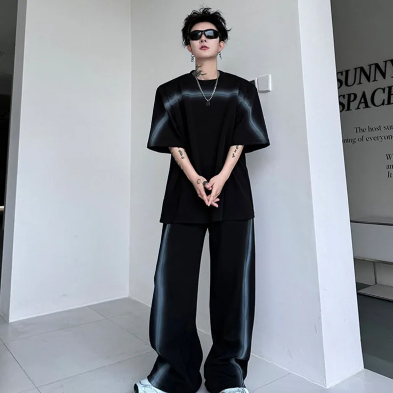 Мужские костюмы в стиле High Street IEFB повседневный топ с круглым вырезом и коротким