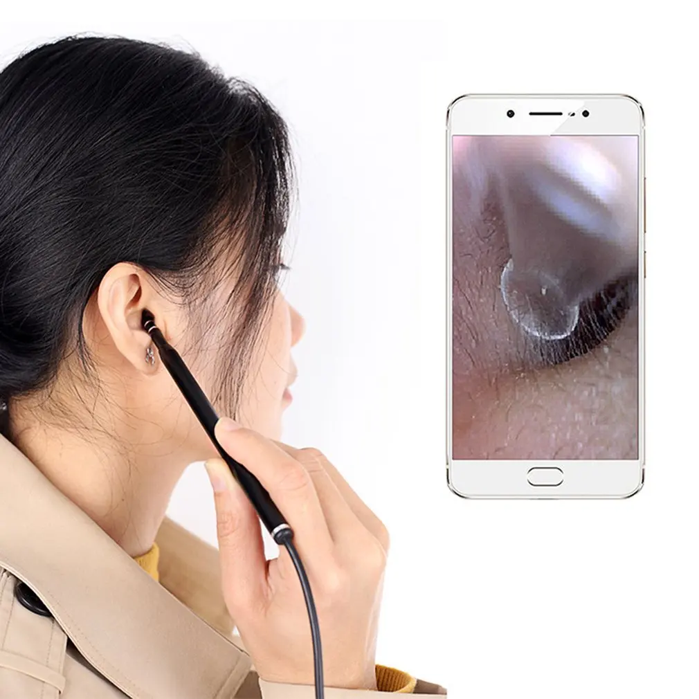 

In Ear Cleaning Endoscope Spoon Mini Camera Ear Picker Ear Wax Removal Visual Ear Mouth Nose Otoscope Support for Android PC