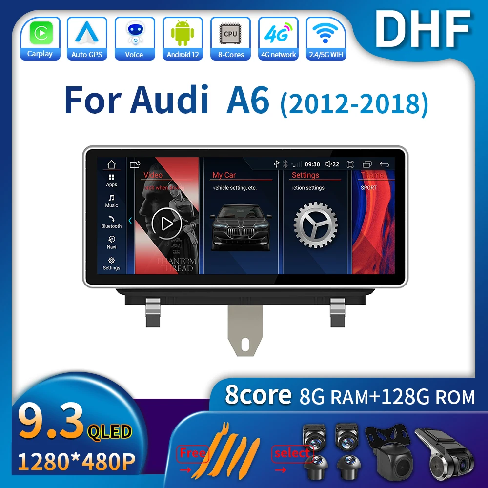

9.3 " Android 12 Multimedia Player For Audi A6 2012 - 2018 Carplay 4G Car Accessories Wireless Bluetooth USB Video GPS Autoradio