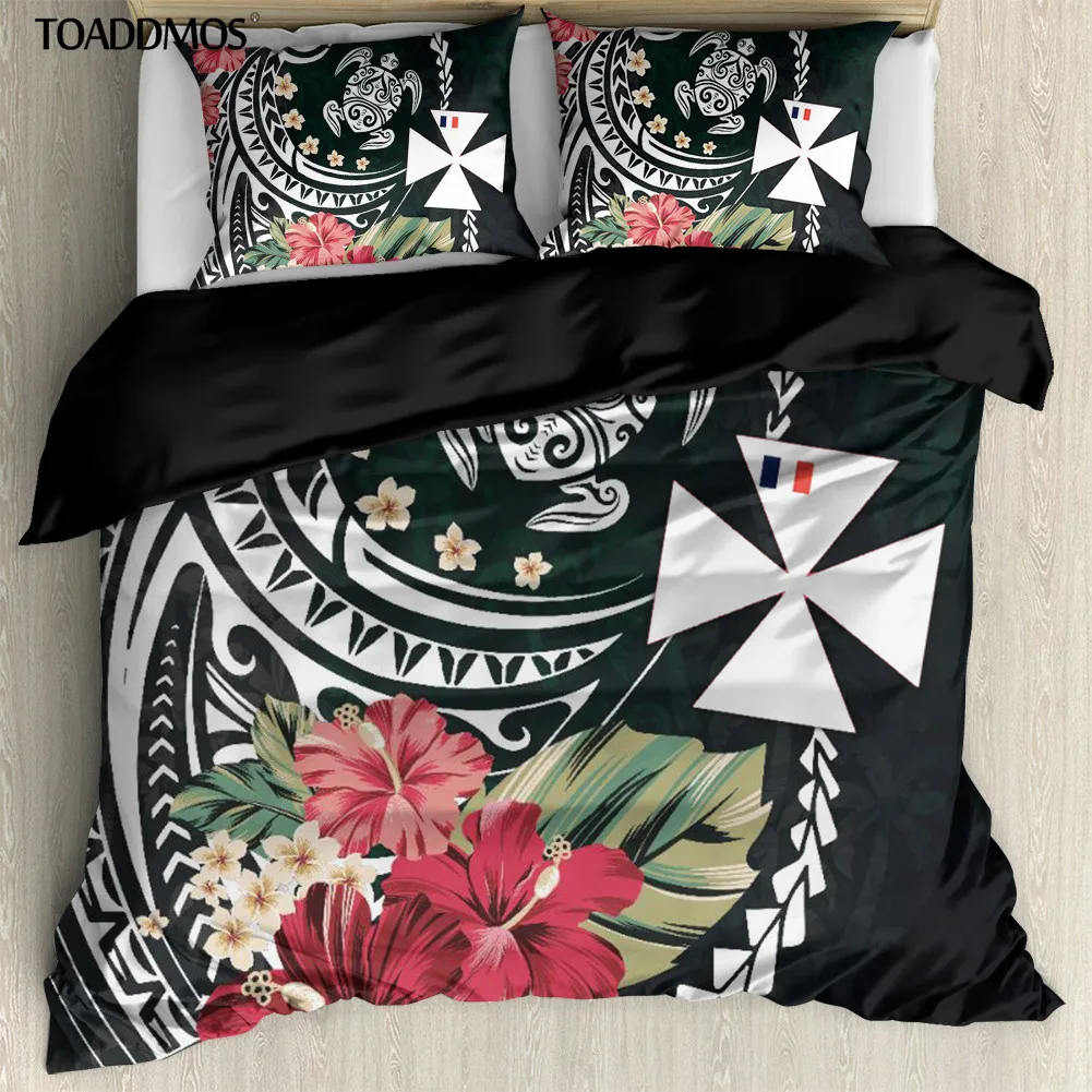 

Пододеяльник TOADDMOS Wallis and Futuna Hibiscus, полинезийский узор, комфортный комплект постельного белья, Плюмерия, пододеяльник, наволочки 3 шт./компл.