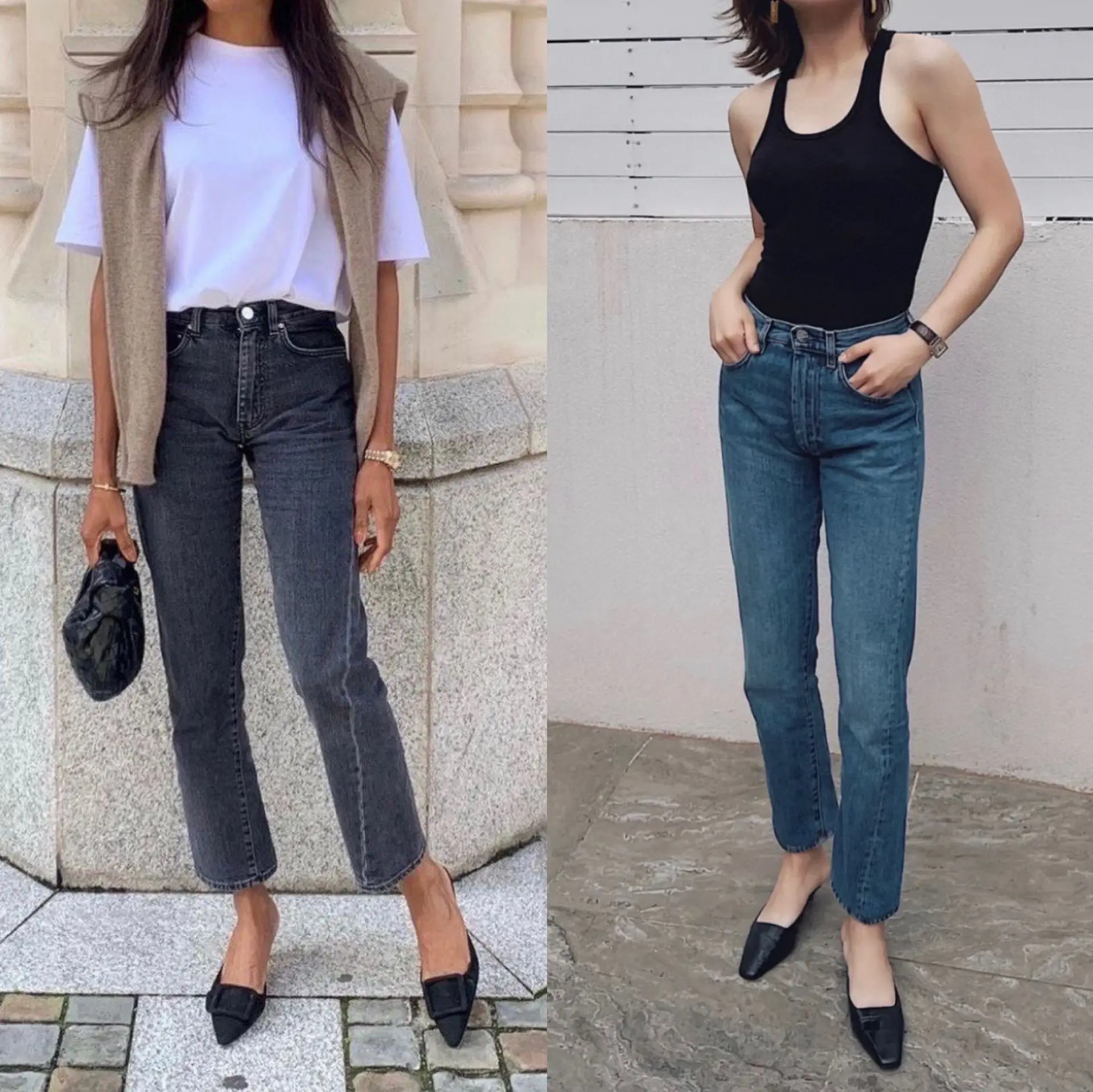 Women High Waist Zipper Fly Straight Jeans Autumn Winter Denim Trousers Ankle-Length Pants