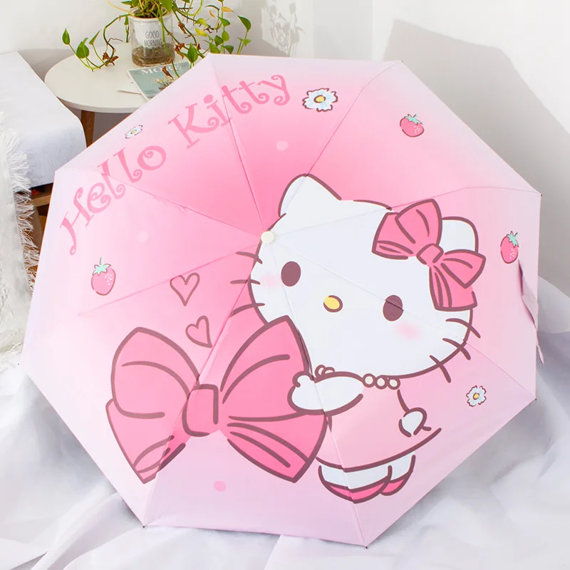 

Hello Kitty Sun Umbrella Sunshade Umbrella Sunshade Rain Umbrella Sunscreen Anti-UV Female Animation Kitty Gradient Automatic