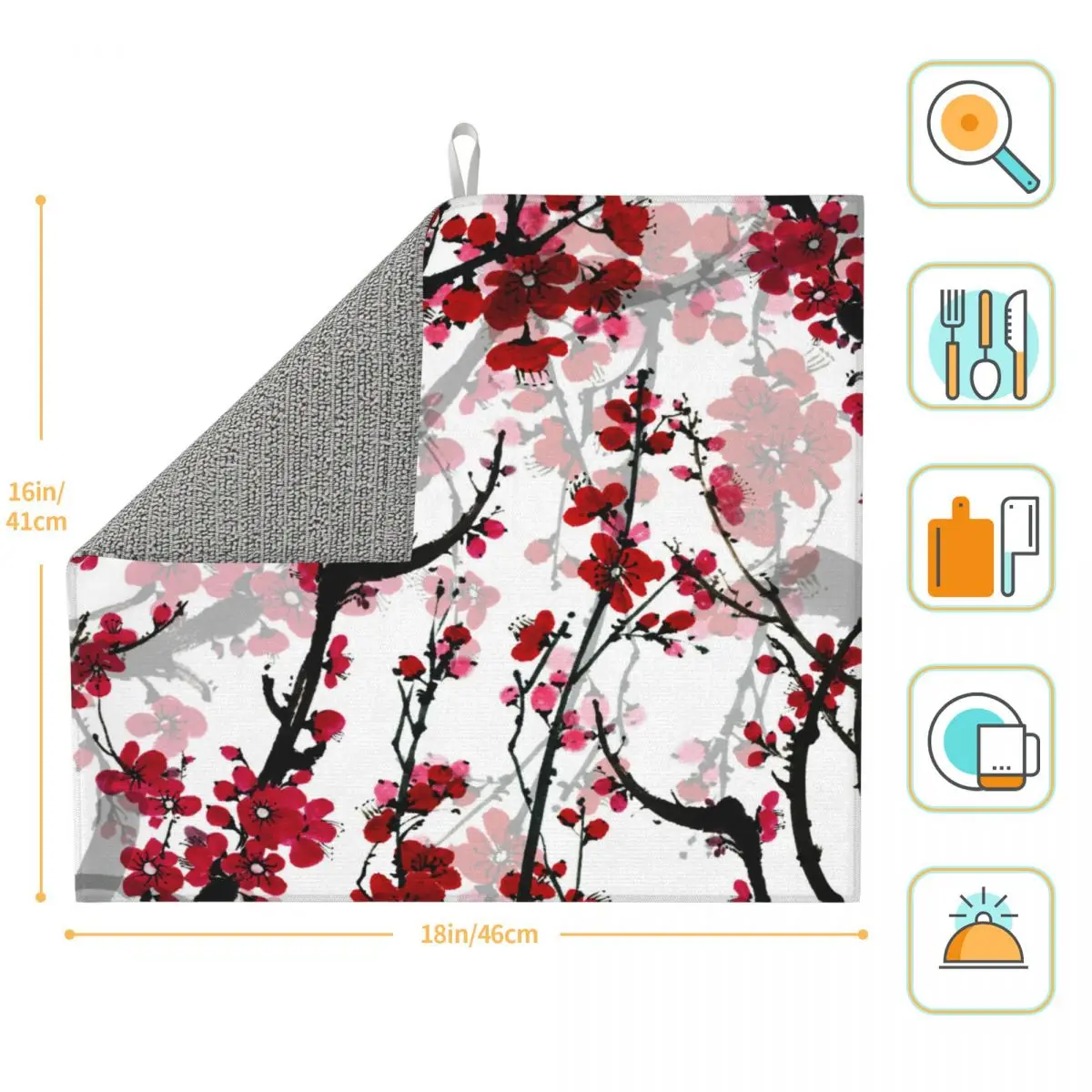 Сушильный коврик для посуды кухонный с цветочным принтом сакуры Традиционная