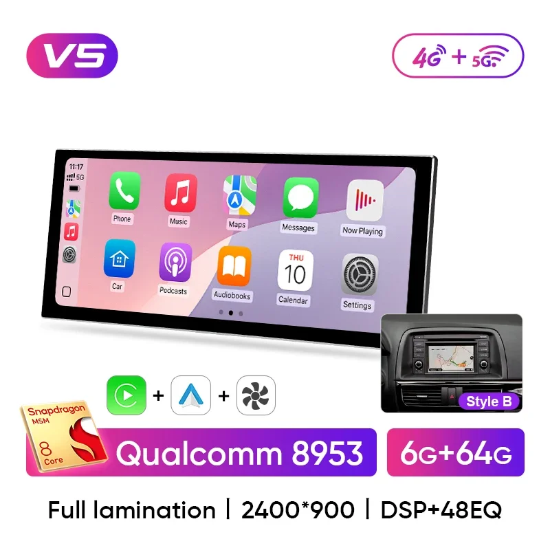 

Автомобильный радиоприемник Ainavi 12,3 дюйма для Mazda CX5 CX-5 2012 2013 2014 2015, беспроводной Carplay Android Auto Qualcomm 4G, автомобильный мультимедийный плеер