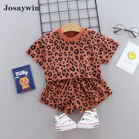 kids clothes girls children suit girls 2 pieces sets leopard short sleeve topshorts suit students baby girl baby clothes sets