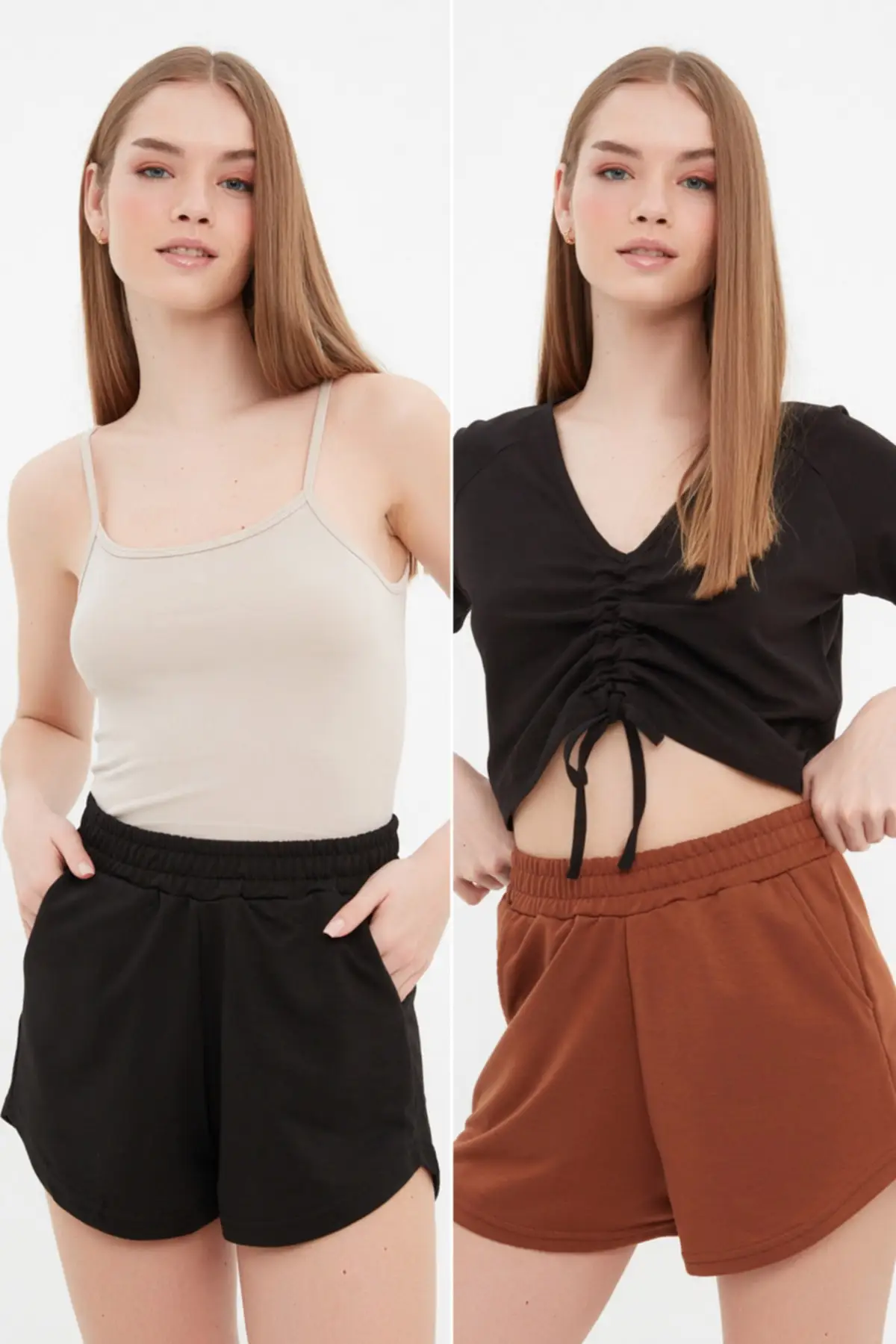 

Women's Shorts Black-Brown -Pack Knitted & Bermuda New Summer Fashion Bermuda Basic Short Pants Mini Trousers