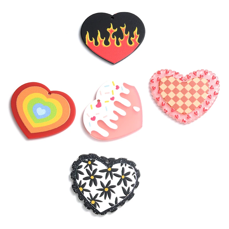 

10 шт., акриловые подвески в форме сердца, 32x37 мм