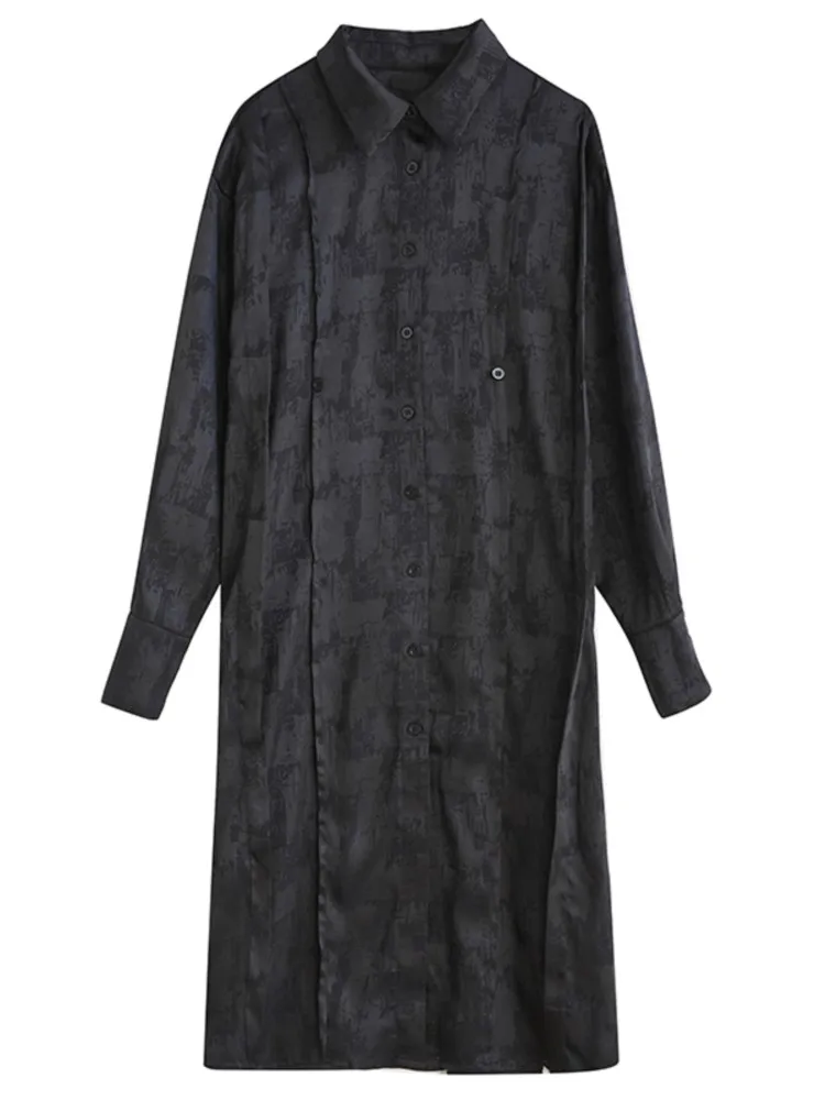 Осеннее платье большого размера с длинными рукавами женское цветочным принтом