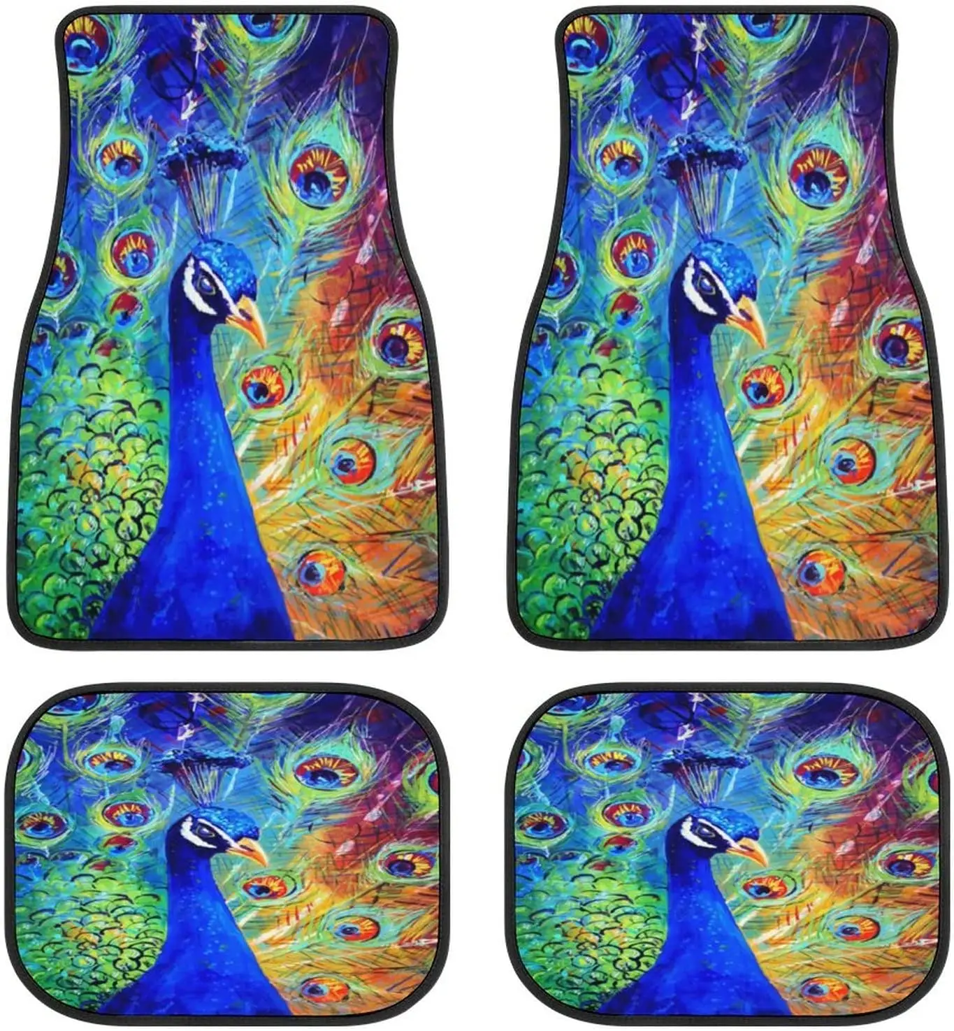 

Animal Peacock Car Mats Aesthetic Universal Drive Seat Carpet Vehicle Interior Protector Mats Funny Designs All-Weather Mats Fit