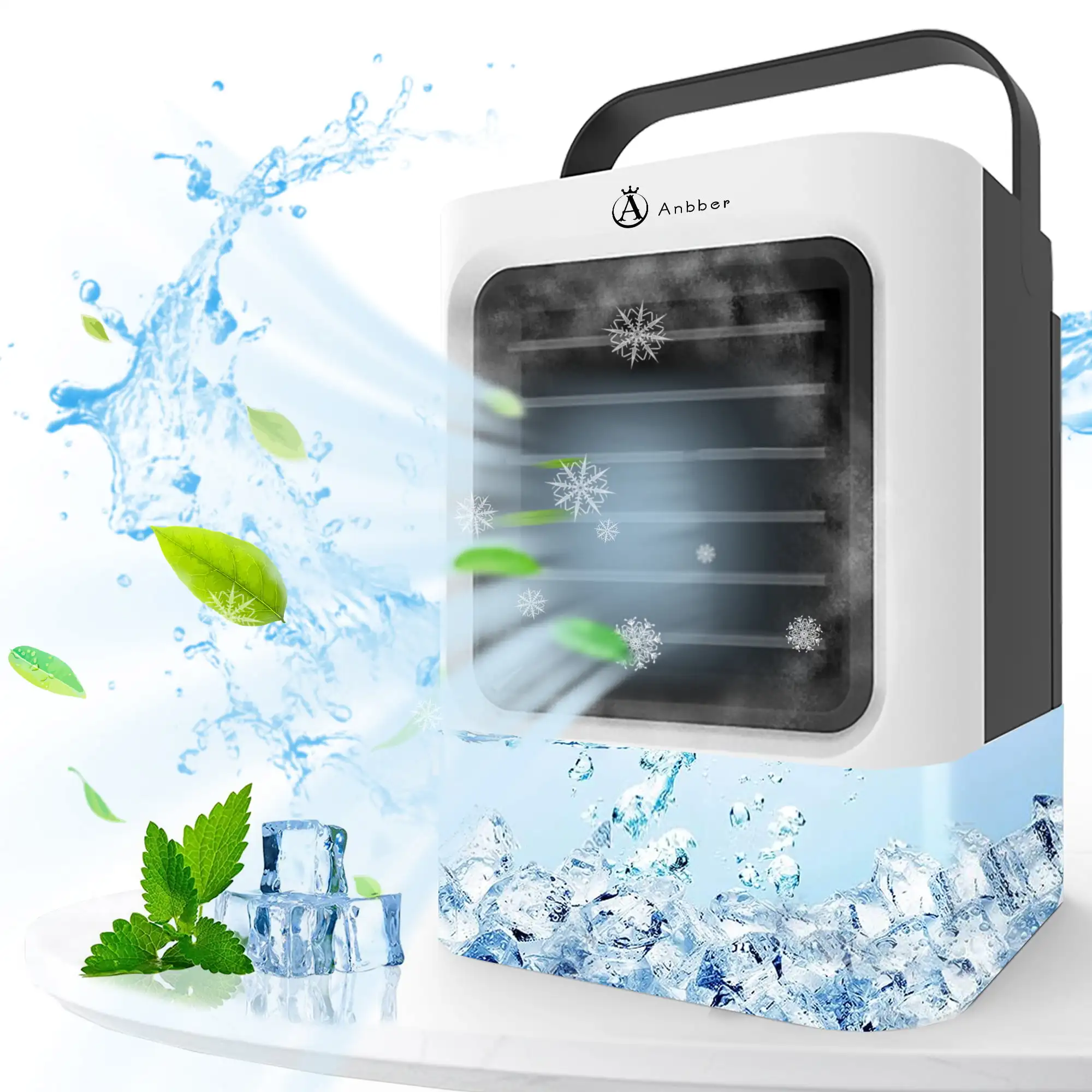 

4 in 1 Portable Air Conditioner 3 Speeds Evaporative Air Cooler for Home & Office Black & White
