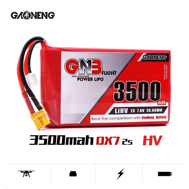 

GAONENG GNB 2S 7,6 V 3500mAh HV Lipo аккумулятор MAX 10C для Frysky Taranis QT7 передатчик TX пульт дистанционного управления RC части