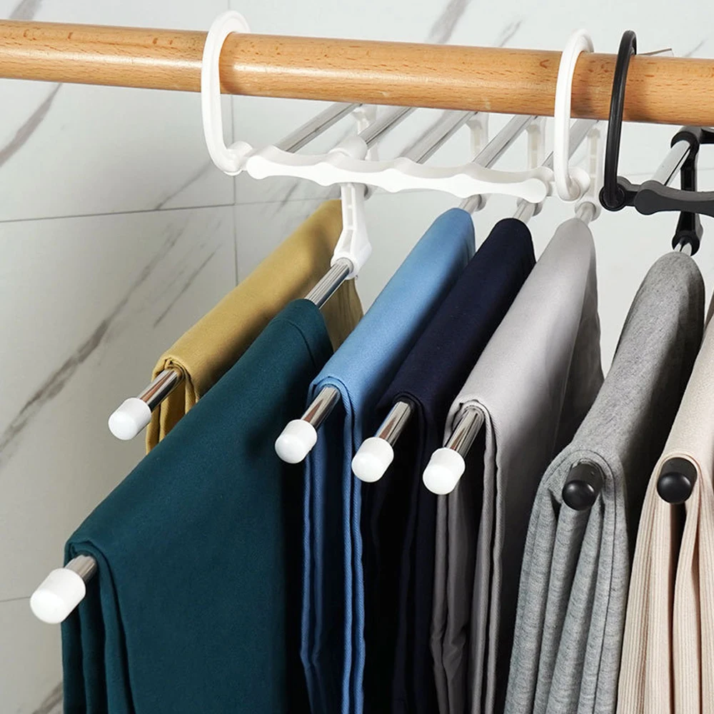

5 In 1 Pant Rack Hanger for Clothes Organizer Folding Pant Rack Tie Hanger Shelves Bedroom Closet Organizer Wardrobe Storage