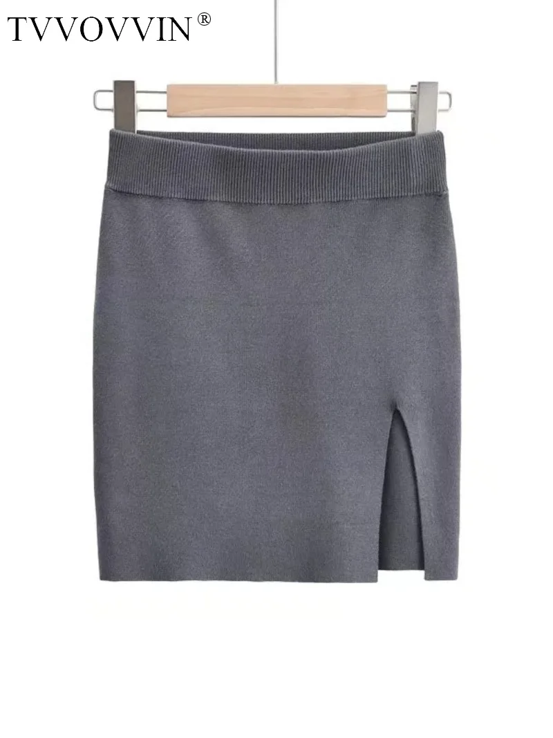 

TVVOVVIN New Street Casual Split Mini Skirts Slim Elegant Skinny Hip Hot Girls Knitted Skirt Fashion Sexy Women RQ2L