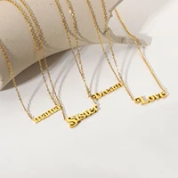 personalized gold stainless steel initial letter necklace waterproof jewelry custom smile sister love pendant necklace