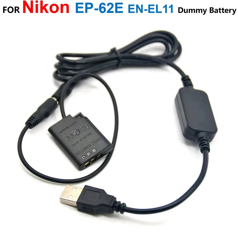 

EP-62E DC Coupler EN-EL11 ENEL11 Fake Battery+Power Bank Charger 5V USB Cable Adapter For Nikon S550 S560 S600 Pentax M50 M60