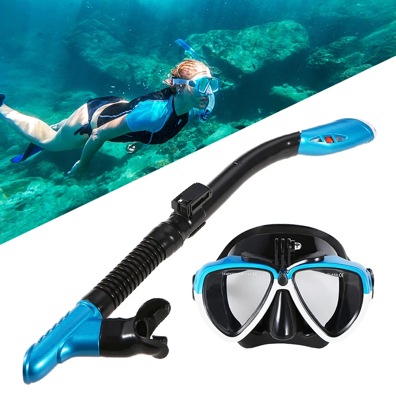Lixada Snorkeling Tube Mask Anti-fog Snorkeling Goggles Mask Diving Swimming Goggles Glasses with Camera Mount Snorkeling Tube