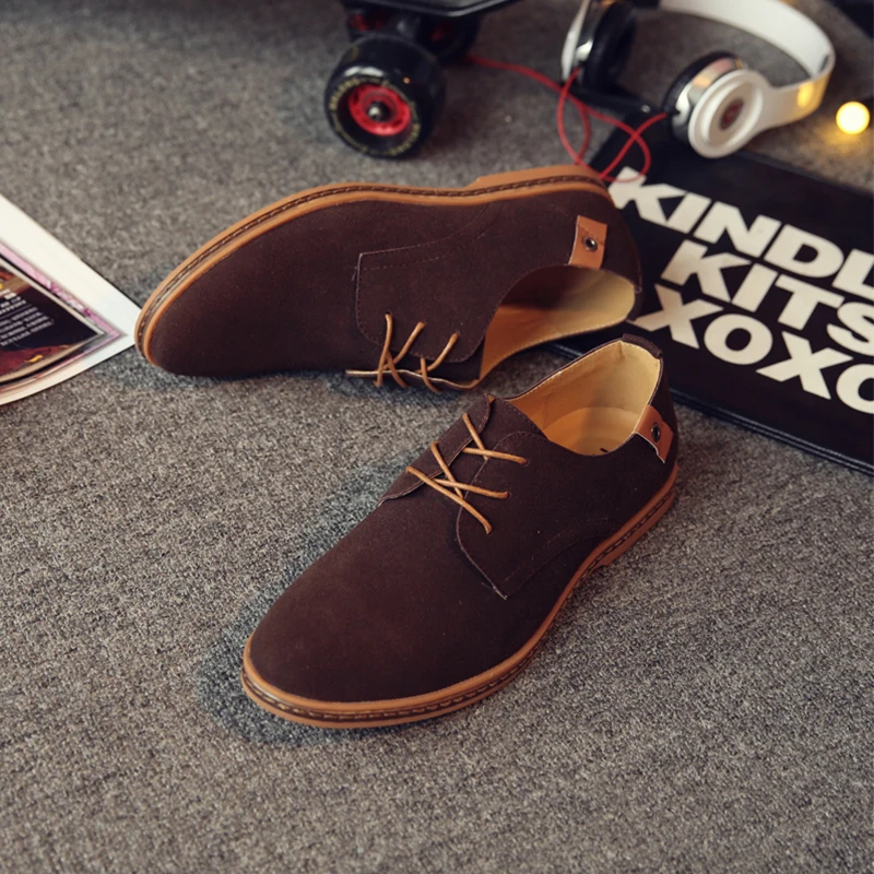 2022 Spring Suede Leather Men Shoes Oxford Casual Shoes Classic Sneakers Comfortable Footwear Dress Shoes Large Size Flats