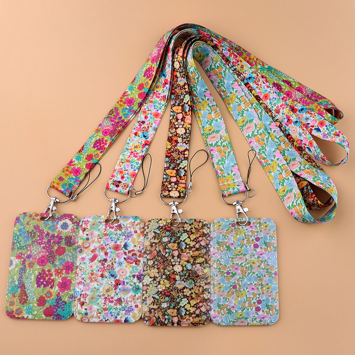 

Fashion Lanyard Flowers Rope Keychain for Key Neck Strap Staff ID Name Badges Holder Mobile Phone Work Pass Bus Card Accessories