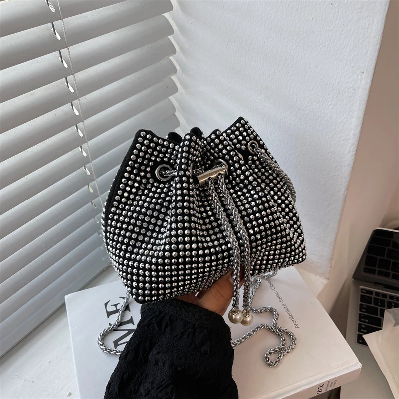 

Сумка-мешок для женщин, простая модная Роскошная вместительная сумочка-мессенджер на одно плечо со стразами