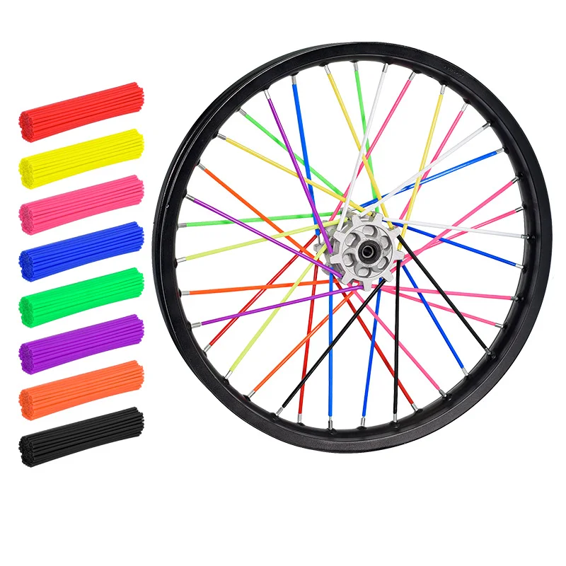 

72 Pcs Motorcycle Spokes Fluorescence Tube Clip Motocross Wheel Rim Steel Wire Cover Bikes Spoke Warning Accessories