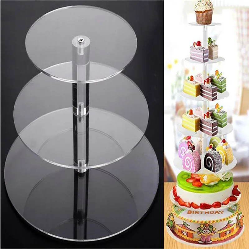 

3/4-Tiers Macaron Display Stand Cupcake Tower Rack Cake Stands Acrylic Tray For Wedding Party Cake Decorating Tools Bakeware