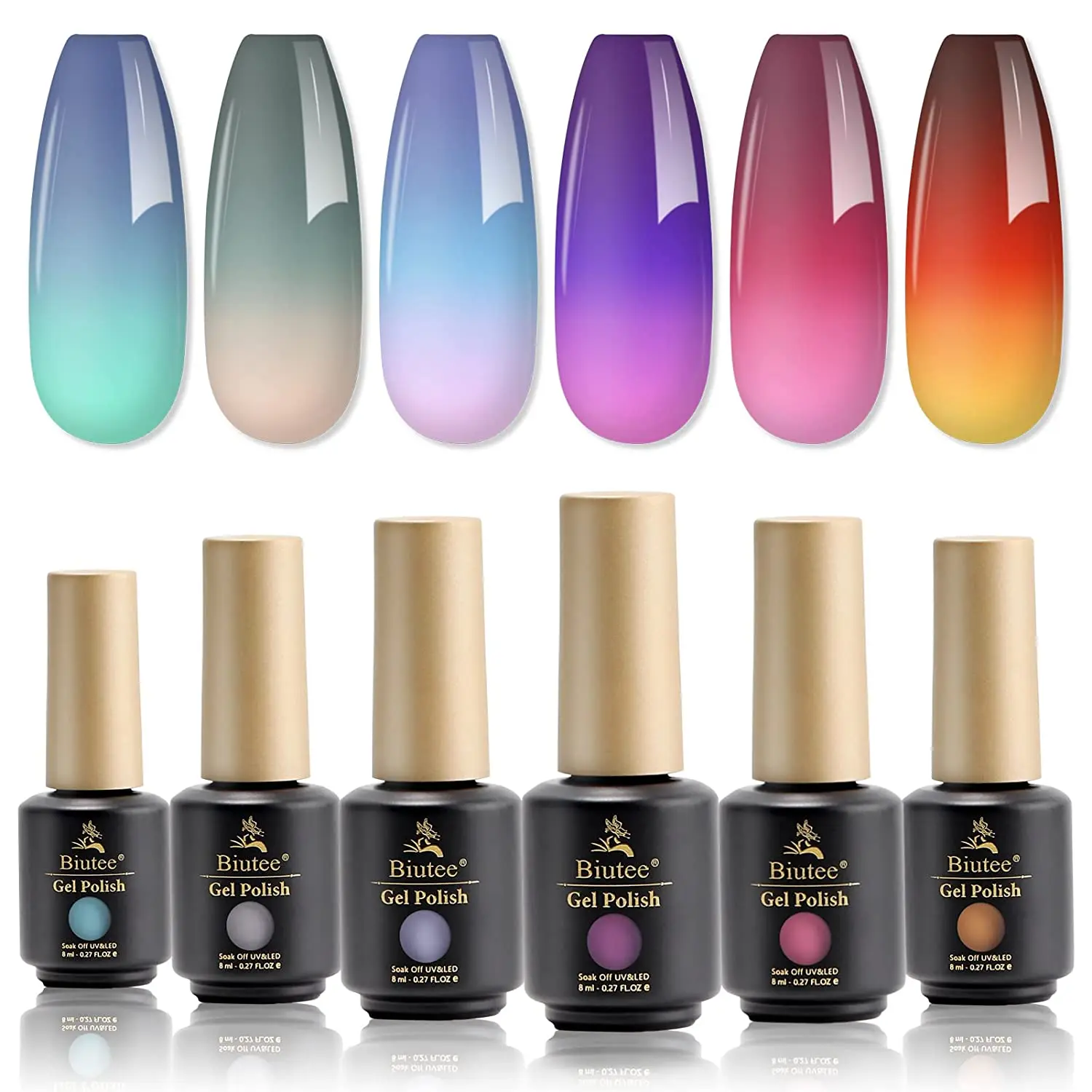 

Biutee Color Changing Thermal Gel Nail Polish 3 Layers Temperature Series Semi Permanent Soak Off UV Nail Gels Polish Varnishes