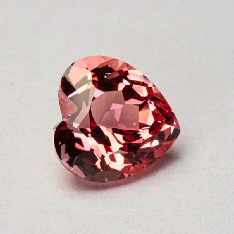 Фото Выращен в лаборатории Padparadscha, красный цвет лотоса, драгоценный камень в форме сердца для подвесок, изготовления ювелирных изделий, сделай сам, материалы для колец, сертификат на выбор №4