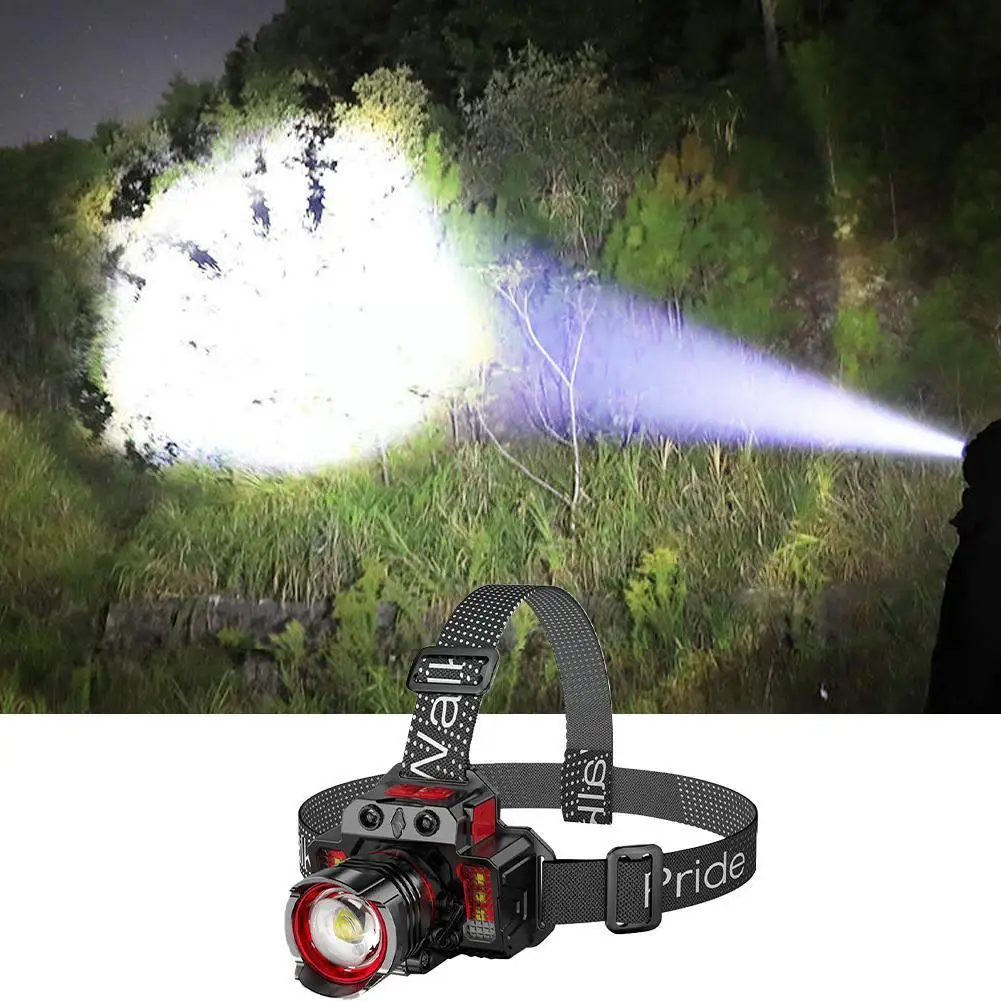 Светодиодный налобный фонарь суперъяркий светильник с ИК датчиком движения