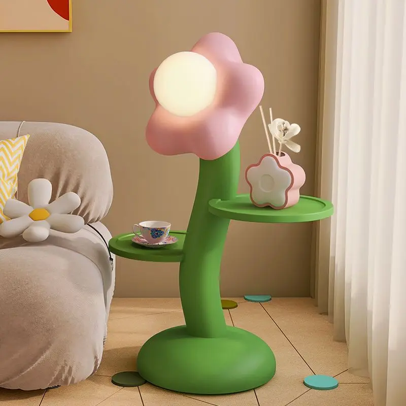

Creative Flower Floor Lamp Cartoon Decoration, Modern Tray Storage For High-End Bedroom Home Accessories In The Living Room