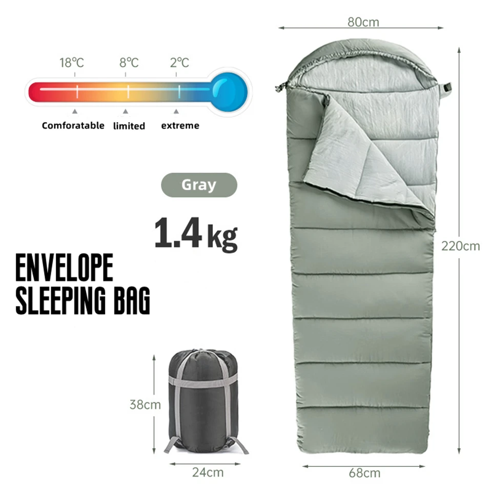 Cotton Envelope Sleeping Bag Outdoor Camping Waterproof Washable Sleeping Bag 3 Season Soft And Skin Friendly For Adults Warm