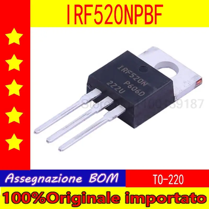 

100% Оригинальный импортный 10 шт./лот IRF520N IRF520 IRF520NPBF TO-220 Field effect tube 9.7A 110V