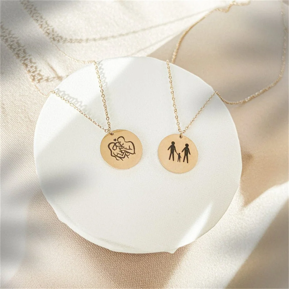 Women's Necklace Home Carved Stainless Steel Necklace Personalized Jewelry Mom And Baby Personalized Necklace Gift Free Shipping