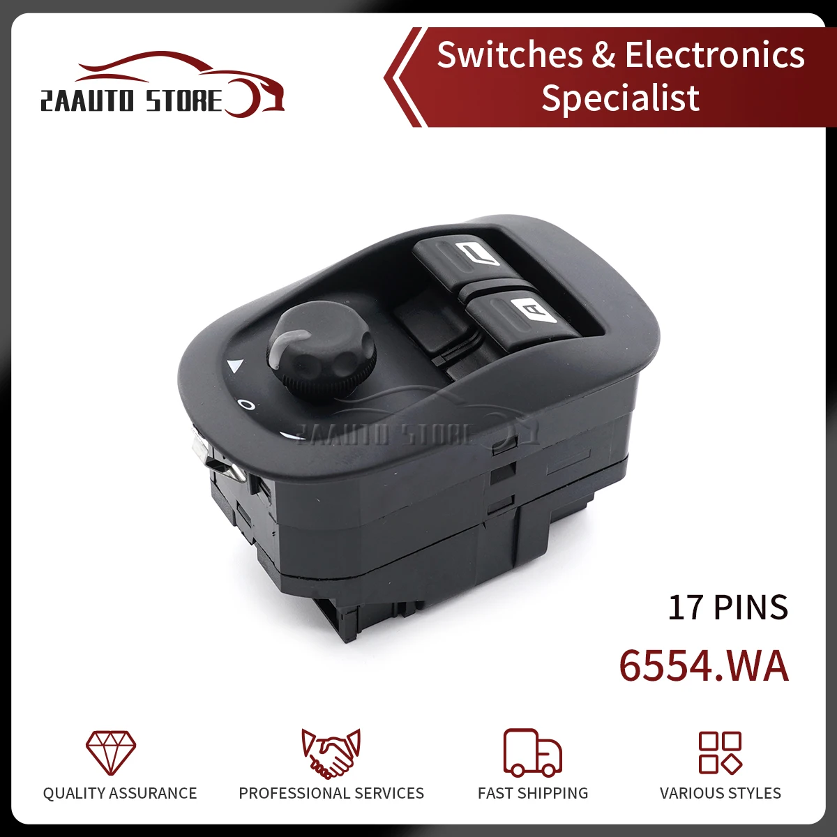 

Electric Car Power Window Mirror Control Switch Master Button 6554.WA 6554WA For Peugeot 206 2000-2009 6552.WP 96622541XT