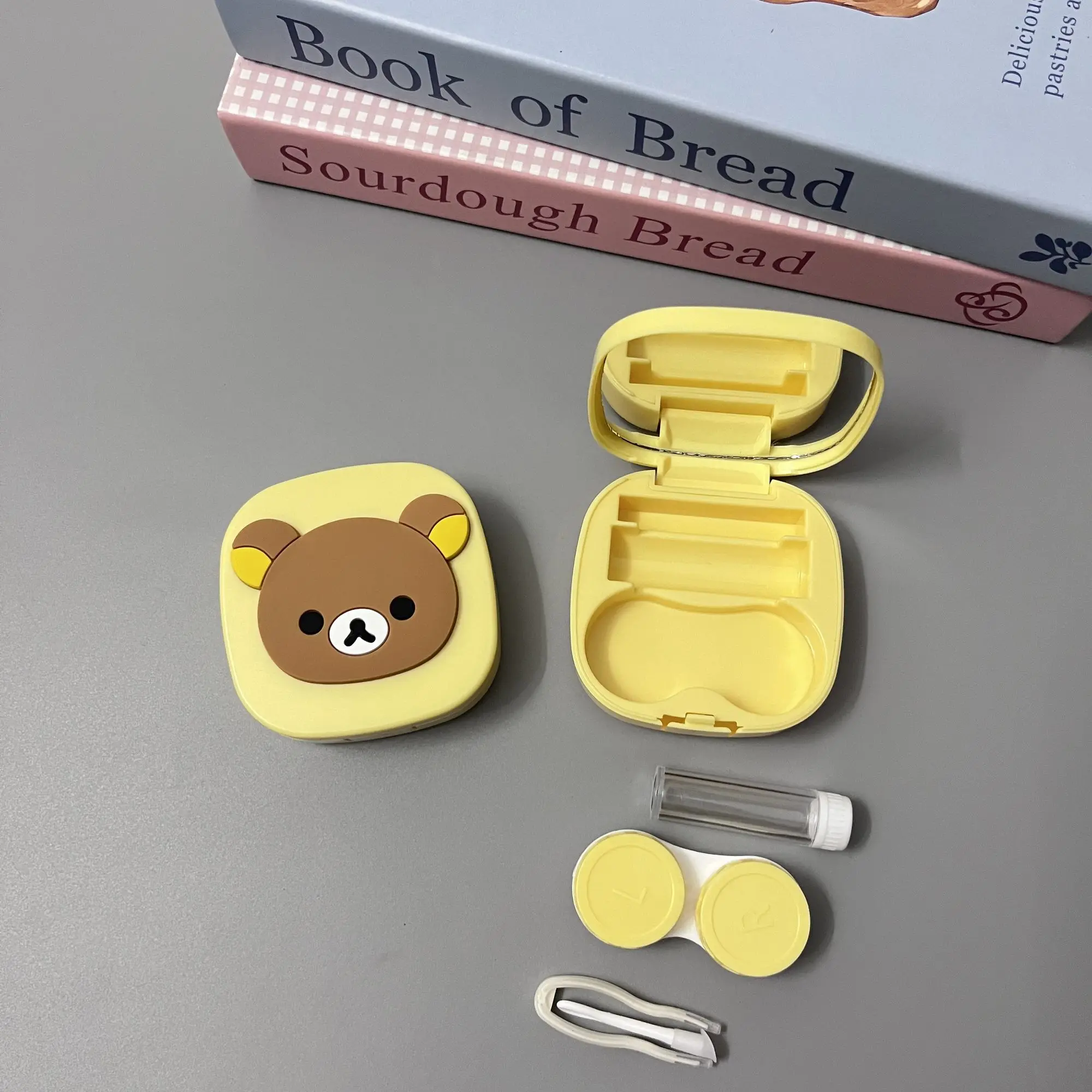 Японская милая коробка для контактных линз R-Rilakkuma мультяшное портативное