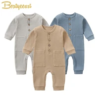 new newborn jumpsuits cotton big pockets baby rompers for girls boys clothes spring autumn toddler one pieces infant outfit