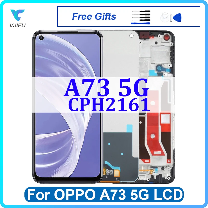 ЖК-дисплей 6,5 дюйма для OPPO A73 5G CPH2161, детали для замены и ремонта рамы, 100% протестирован