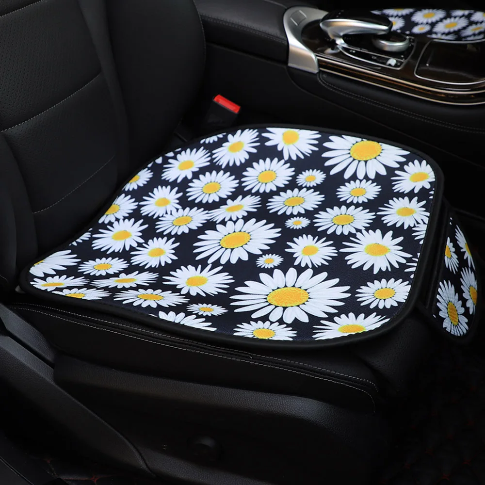 

Чехол на автомобильное сиденье, противоскользящий чехол на переднее сиденье без спинки, нескользящий дышащий чехол с принтом маргариток, а...