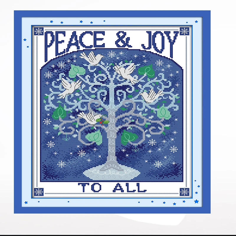 

Wishing tree cross-embroidered landscape painting sitting room bedroom, 11CT/14CT hand-embroidered
