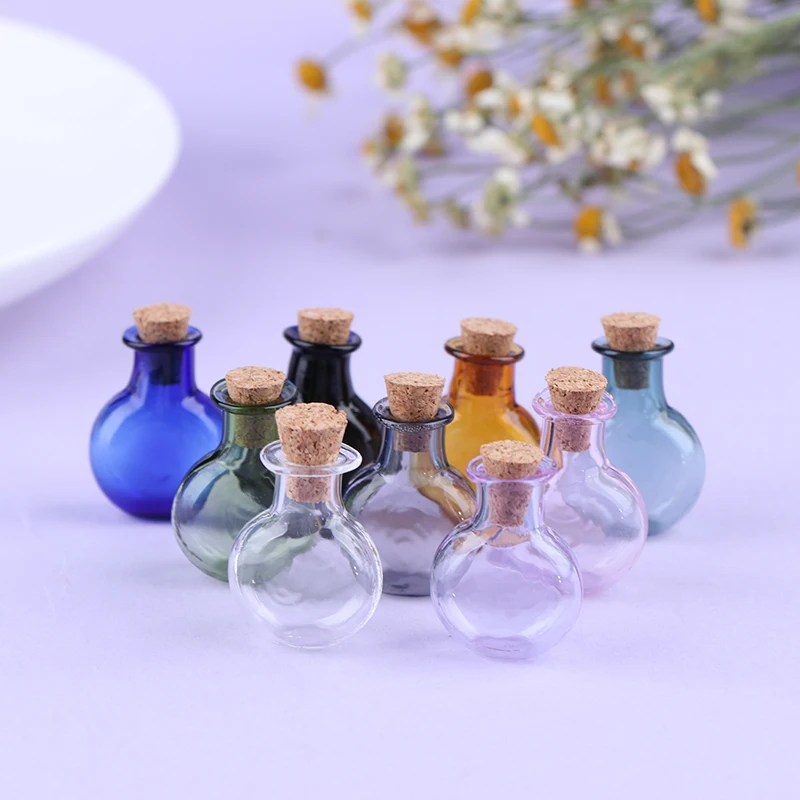 

2Pcs Mini Glass Bottles Wishing Bottle With Corks Tiny Jars Vials Storage Bottle Doll House Accessories Toy