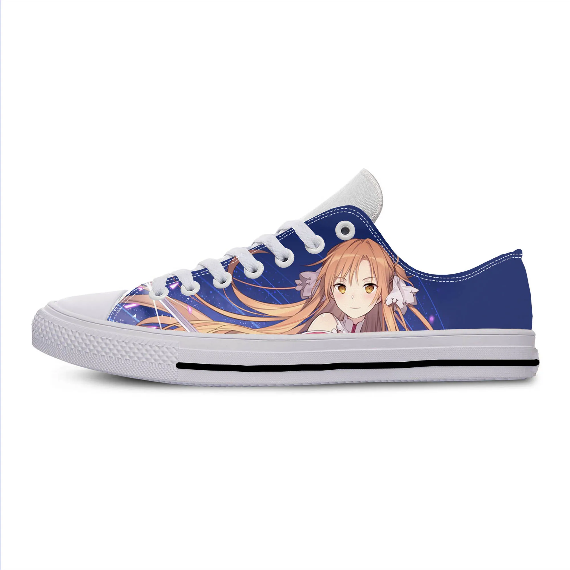 

Japanese Anime Manga Sword Art Online Yuuki Asuna Casual Cloth Shoes Low Top Lightweight Breathable 3D Print Men Women Sneakers