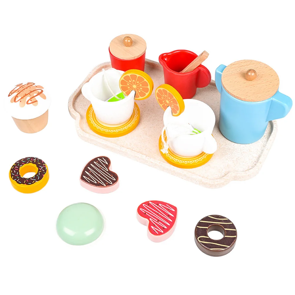 

Small House Tea Party Set For Little Girls Decorations Wood Dessert Toddler Decors Playing Toy Girl Toys Wooden Furniture Kids