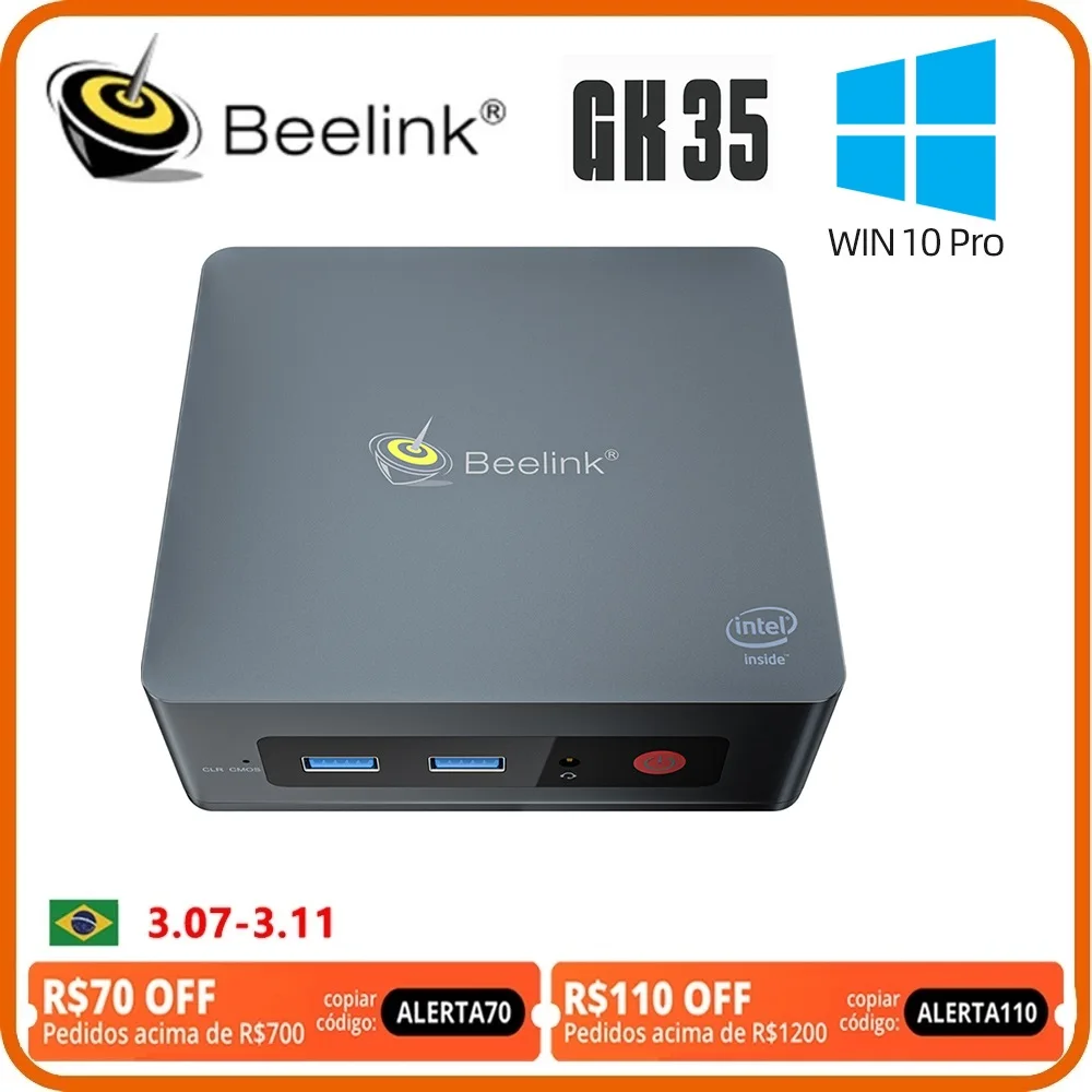 

Мини-ПК Beelink GK35, Windows 10 Pro, Intel Apollo Lake Celeron J3455, 8 + 128/256 Гб SSD, 2,4/5,8 ГГц, Wi-Fi, 1000 м