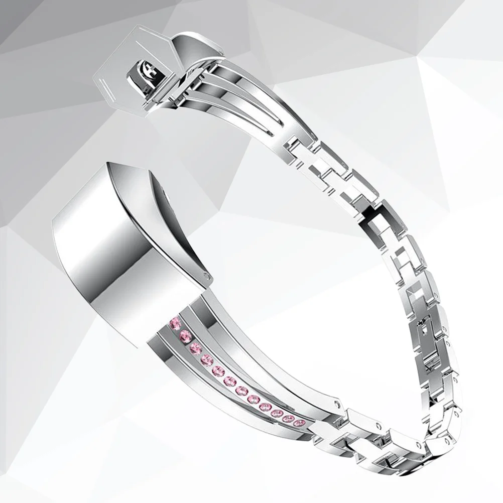 

Stainless Steel Strap for Alta Watch Band Bling Chain Diamonds Wristbands Bracelet for Alta (Silver+Pink)