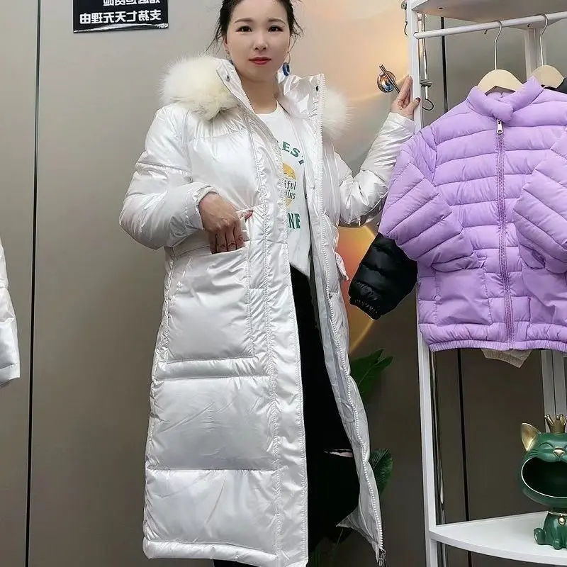 Women's Winter Coat Parka Large Fur Collar Shiny Padded Jacket Jacket Warmth Free Shipping Wholesale Plus Size Loose Fashion New