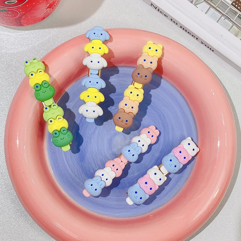 

Милые длинные заколки для девочек с мультяшным рисунком, дневной медведь, лягушка, милые детские заколки для волос, украшение для волос, зак...