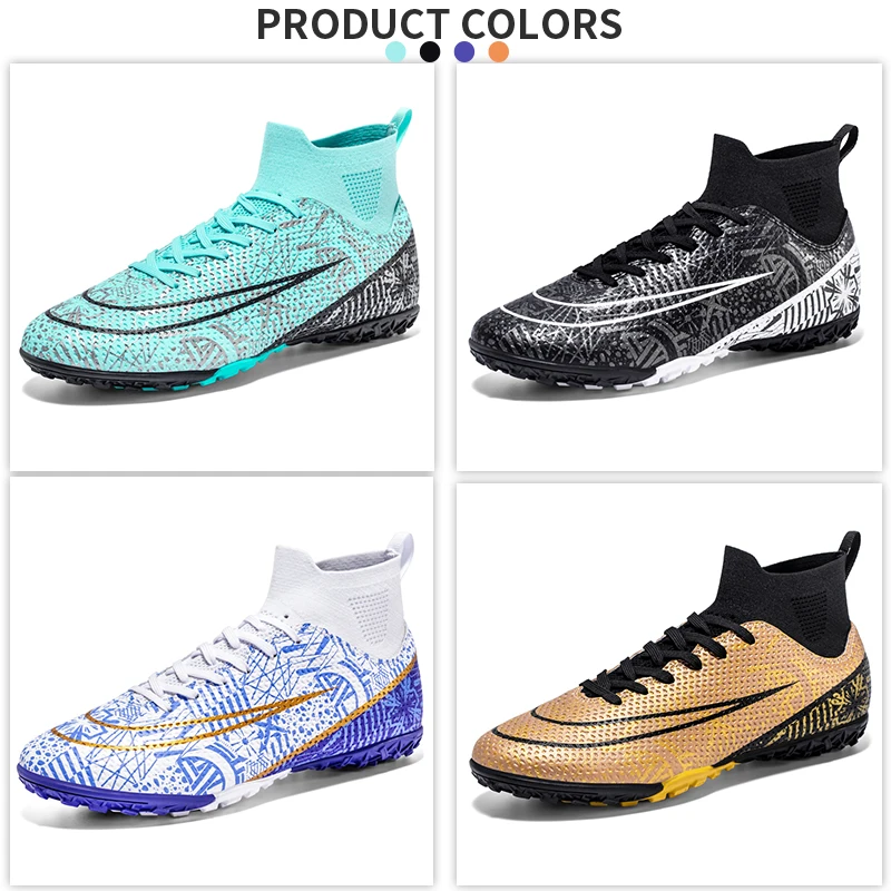 High Ankle Soccer Shoes Men Ultralight Indoor Football Boots Boys Non-Slip Long Spikes Football Trainers Sneakers Dropshipping