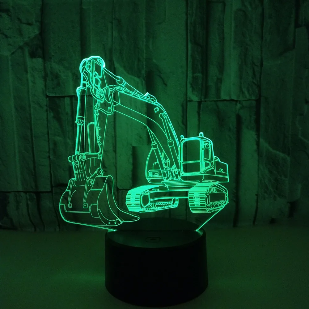 

Excavator 3D Lamps Colorful Remote Control Touch 3D LED Light Creative 3D Small Table Lamp Excavator Light