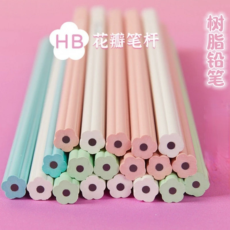 10pcs  Pupils Cute Hole Pen with Rubber Pencil Pupils Macaron 10 Pencil Suit