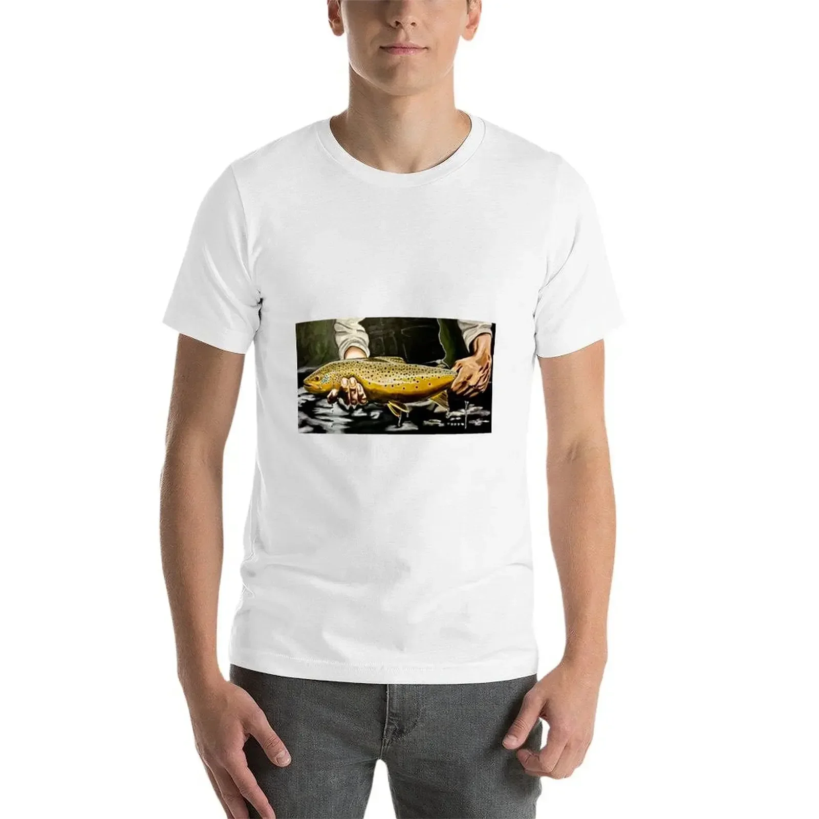 North Platte Brown - Trout Painting T-Shirt sports fans blacks mens t shirt