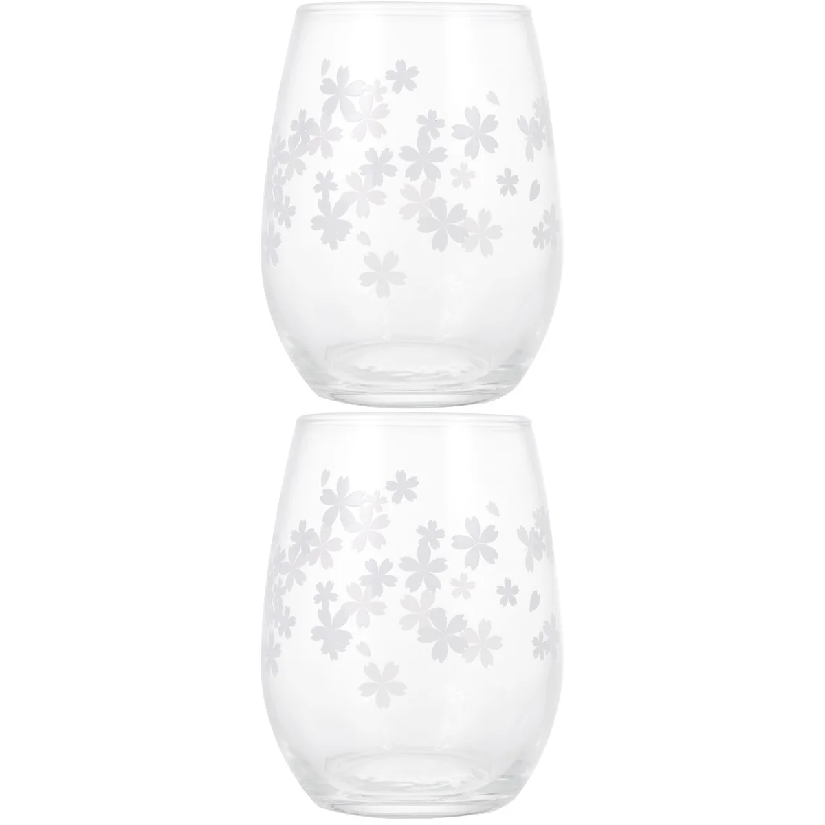 

2 pcs Transparent Blossoms Design Glass Water Cup Household Cup 400ml